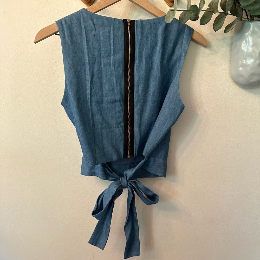 Chambray Crop Tank Top - LARGE - Picture 4 of 6